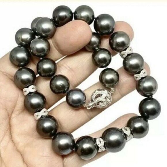 Diamond Tahitian Pearl 14k Gold Necklace 16 mm 16.5" Certified $29,750 914434 - Picture 8 of 11